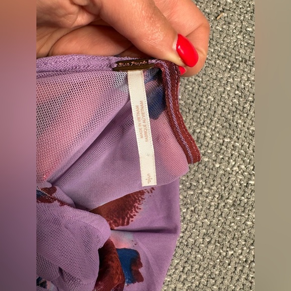 Free People Chrissy Tunic Twilight Combo Sheer Mesh Peplum Top Size Small - Picture 12 of 13